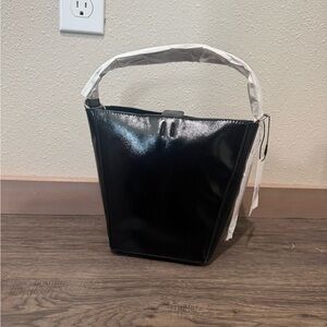 Zara Glossy Black Shoulder Bag
